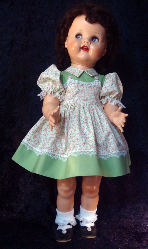Saucy Walker Doll Dress Green Two-Tone